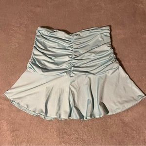 Y2K Blue Scrunch Ruched Mini Skirt